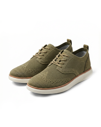 Men's comfort dress sneakers, wingtip style for all-day feel. Versatile lace-up casual formal shoes.