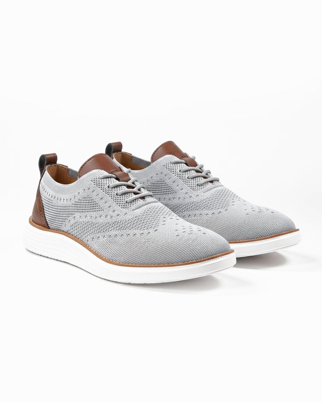 Lightweight, breathable men's brogue dress sneakers with orthopedic comfort.