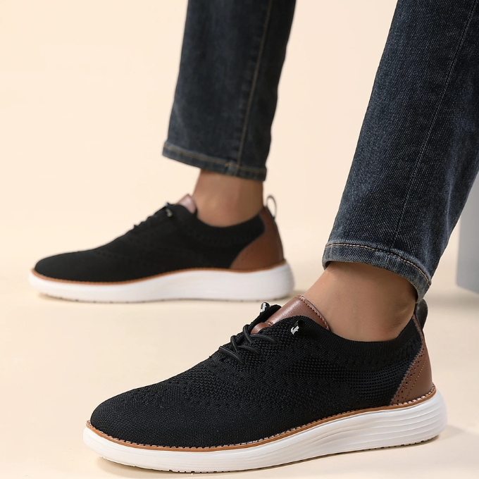 Breathable & anti-odor men's brogue dress sneakers, ideal for daily wear.