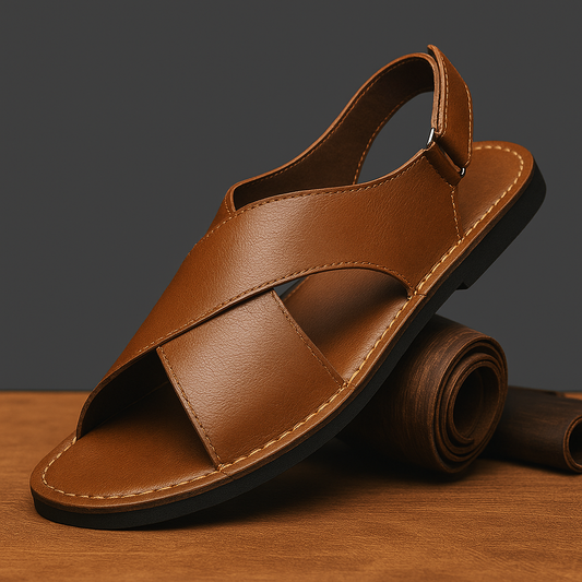 Men's comfortable cross-wrap slip-on sandals for summer beach & everyday walking.