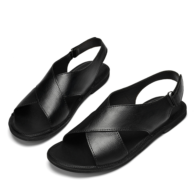 Stylish men's open-toe cross-wrap slip-on sandals, comfortable for all summer casual walking.