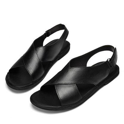 Stylish men's open-toe cross-wrap slip-on sandals, comfortable for all summer casual walking.