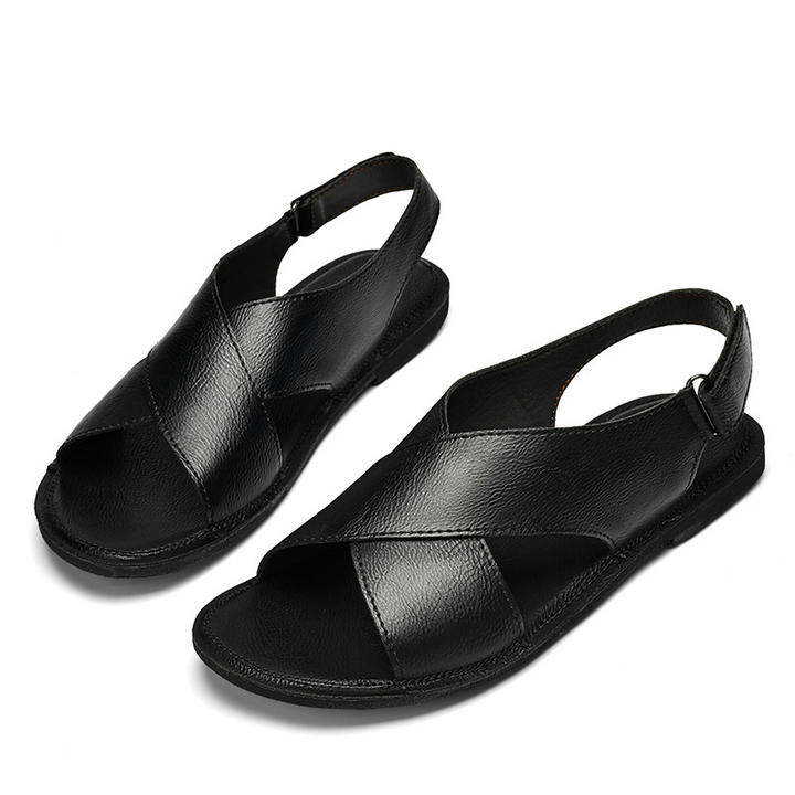 Stylish men's open-toe cross-wrap slip-on sandals, comfortable for all summer casual walking.