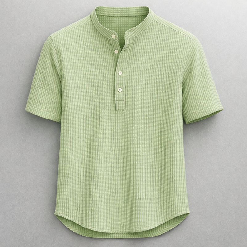 Versatile men's long sleeve henley shirt, a smart casual staple for everyday comfort and modern men's fashion.