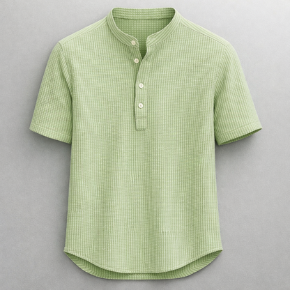 Versatile men's long sleeve henley shirt, a smart casual staple for everyday comfort and modern men's fashion.