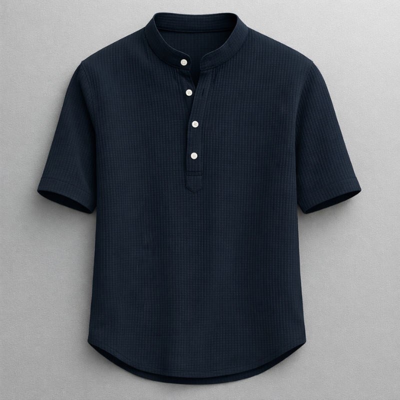 Men's comfortable long sleeve henley shirt, a smart casual staple with a tailored fit for versatile everyday wear.