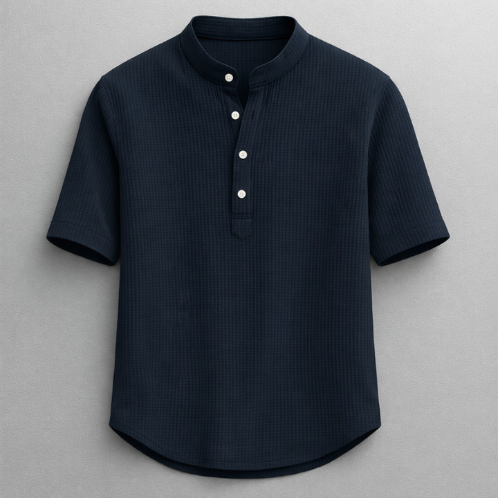 Men's comfortable long sleeve henley shirt, a smart casual staple with a tailored fit for versatile everyday wear.