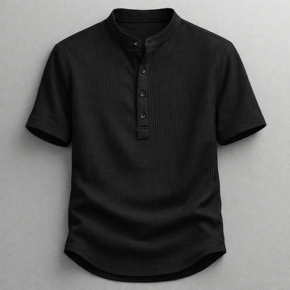 Stylish men's henley shirt with a long sleeve design, offering everyday comfort and versatile smart casual appeal.