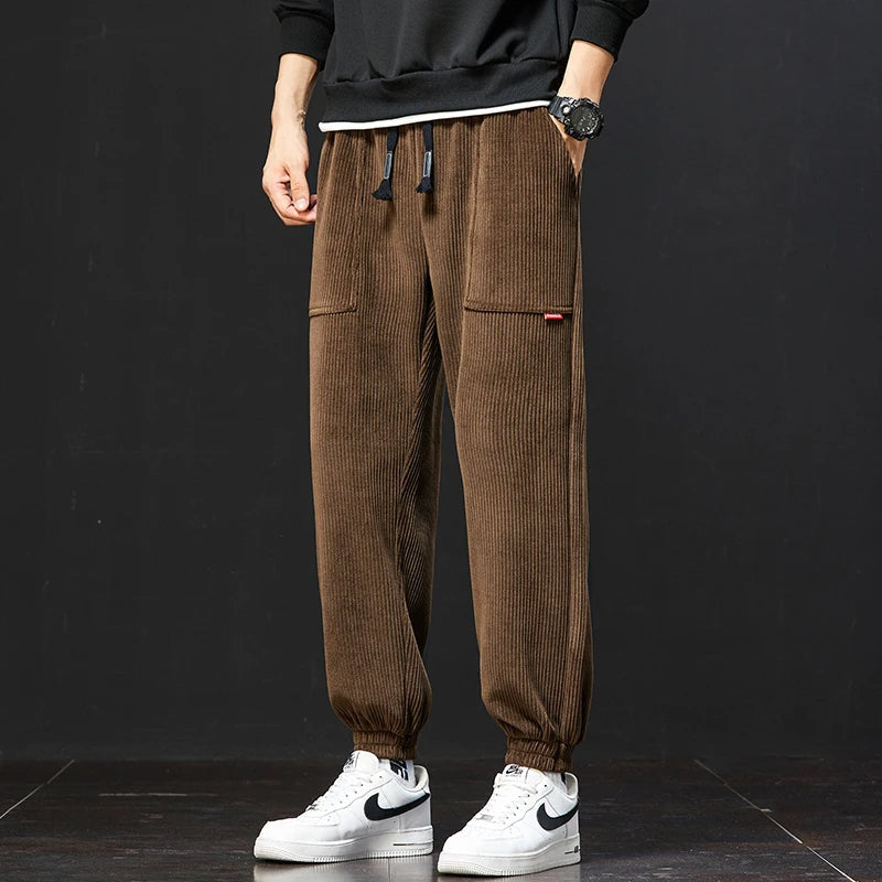 Relaxed fit men's lounge joggers, also suitable as athletic pants. Comfortable, versatile for everyday casual & active wear.