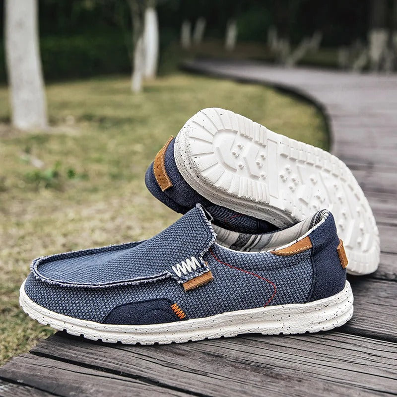 Versatile men's canvas slip-on shoes, perfect for casual everyday comfort and effortless styling.