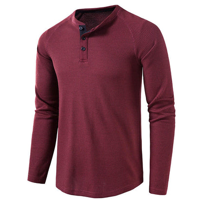 Casual men's knit henley shirt, a versatile and comfortable top for everyday fashion.