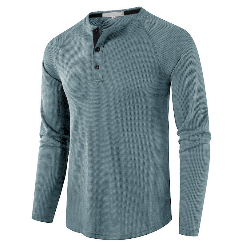 Men's regular fit knit henley shirt, offering comfort and timeless casual style.