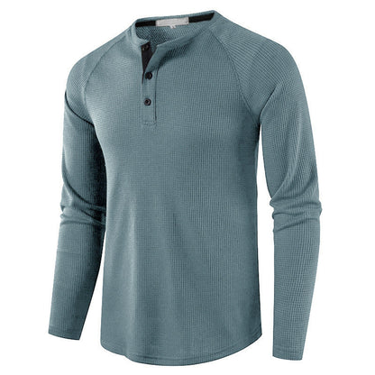 Men's regular fit knit henley shirt, offering comfort and timeless casual style.