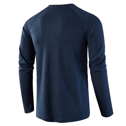 Effortless style: Men's knit henley shirt with button placket, perfect for casual looks.