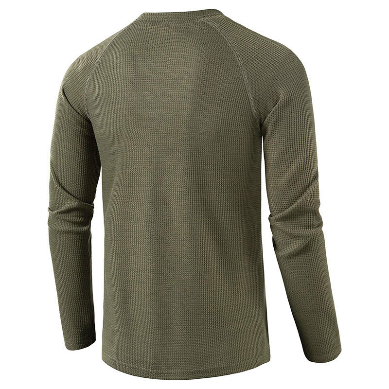 Everyday essential: Men's knit henley shirt, designed for comfort and durability.