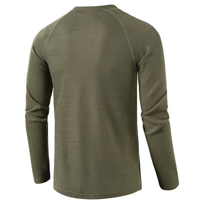Everyday essential: Men's knit henley shirt, designed for comfort and durability.