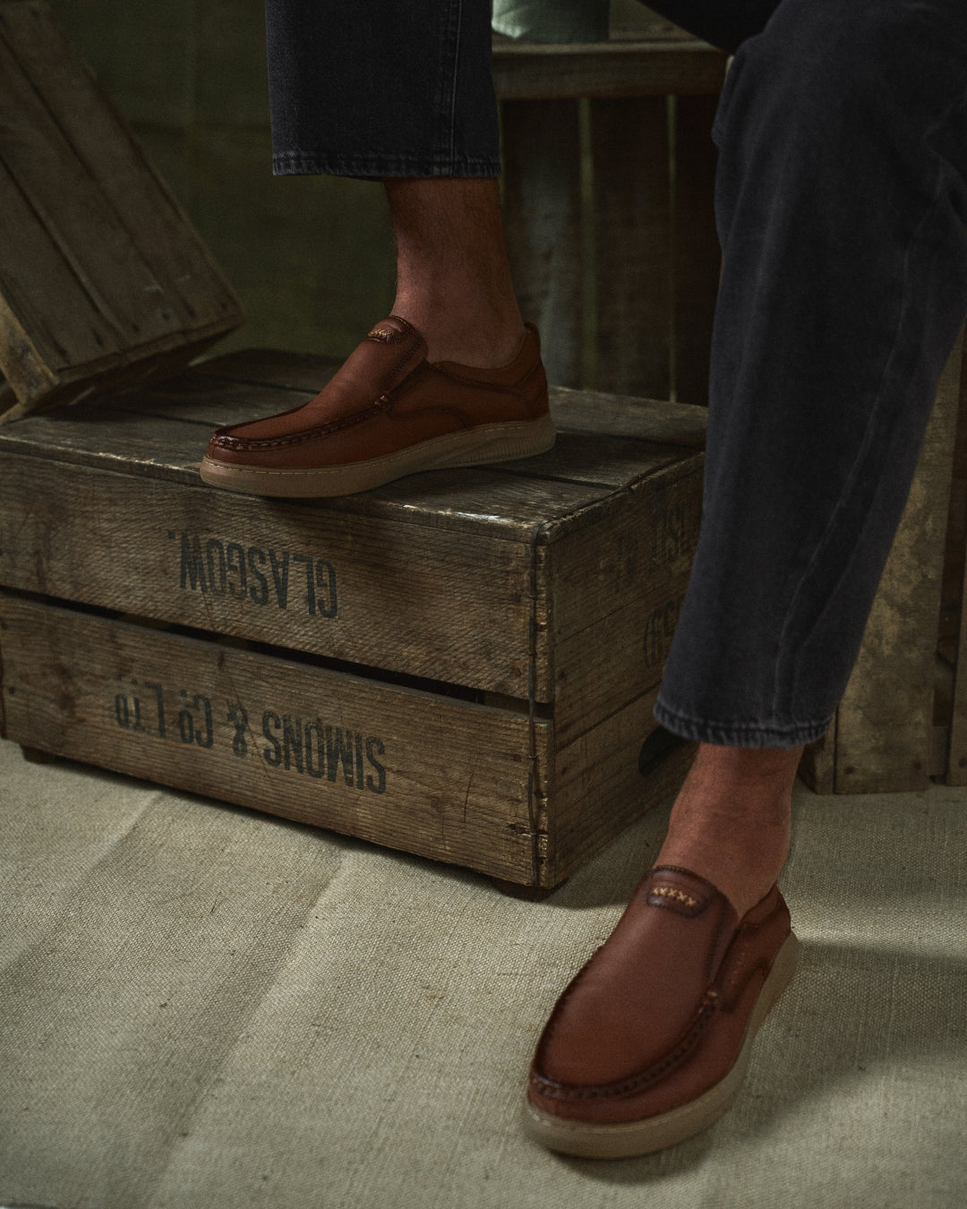 Comfortable men's slip-on leather loafers, perfect for all-day wear and work.