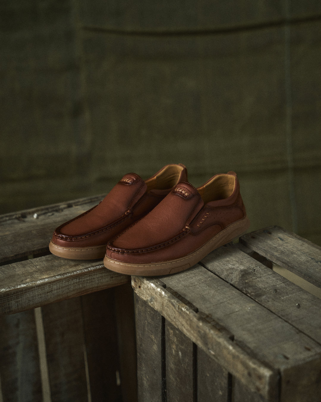 Premium cowhide leather slip-on loafers for men, offering comfort and style.