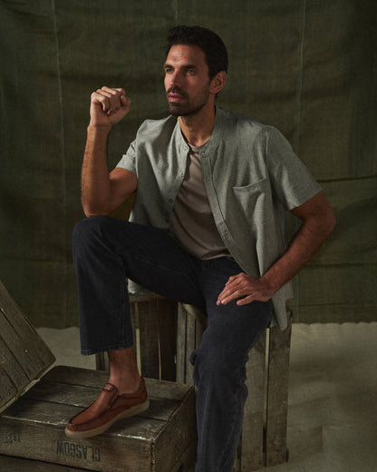 Stylish men's leather slip-on loafers, suitable for dress, casual, or work.