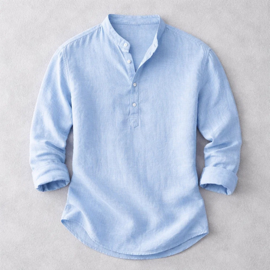 Men's comfortable long sleeve henley shirt. Tailored fit for everyday style & casual wear. Versatile menswear.