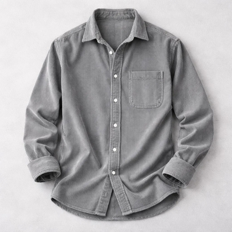 Versatile men's long sleeve ribbed shirt for fall fashion. Stylish, comfortable, and perfect for casual layering.