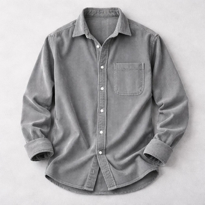 Versatile men's long sleeve ribbed shirt for fall fashion. Stylish, comfortable, and perfect for casual layering.