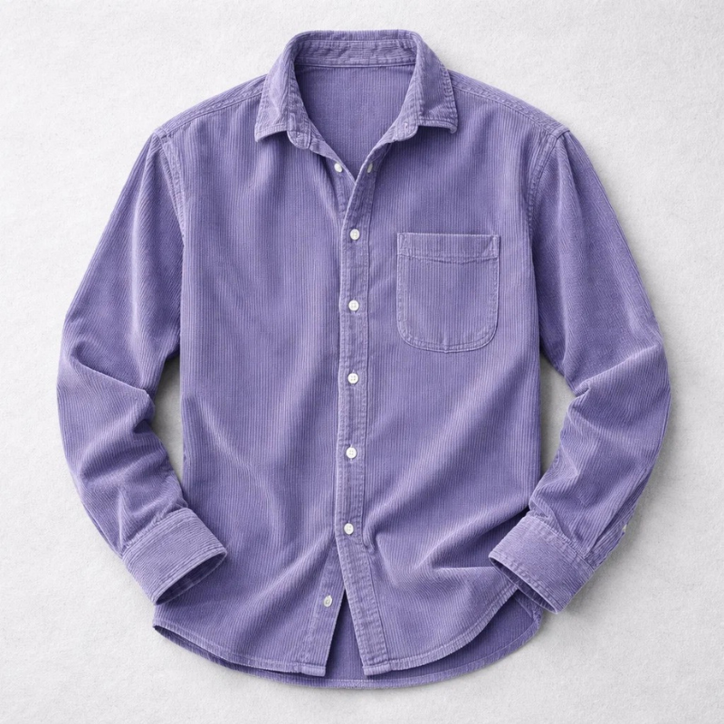Soft men's ribbed long sleeve shirt, offering comfort & style for casual outfits. Essential everyday menswear.