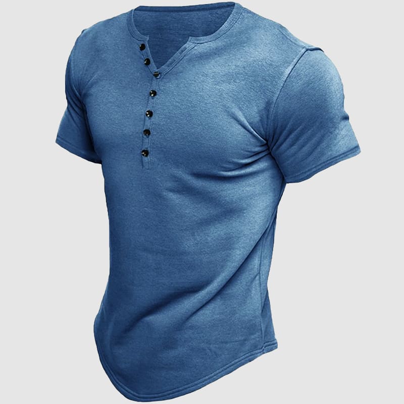 Men's comfortable short sleeve henley shirt, perfect for casual everyday wear.