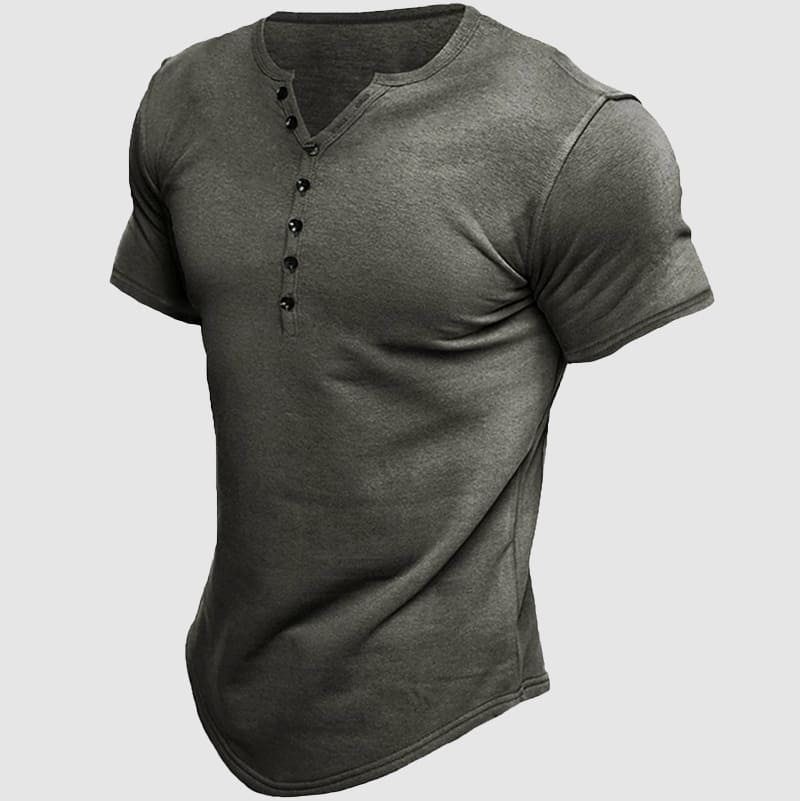 Casual men's short sleeve henley shirt, a comfortable and stylish top for daily versatile wear.