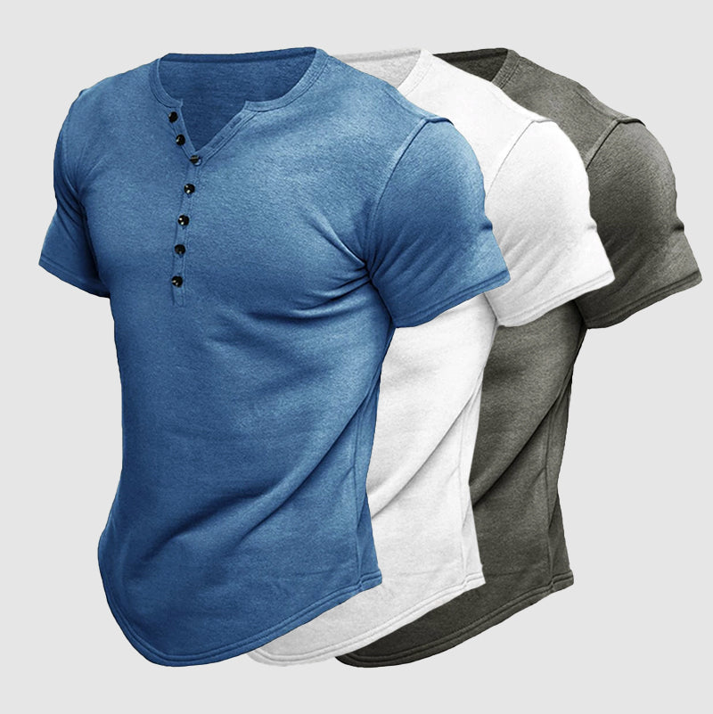 Effortlessly stylish men's short sleeve henley, a comfortable everyday button shirt for casual outfits.