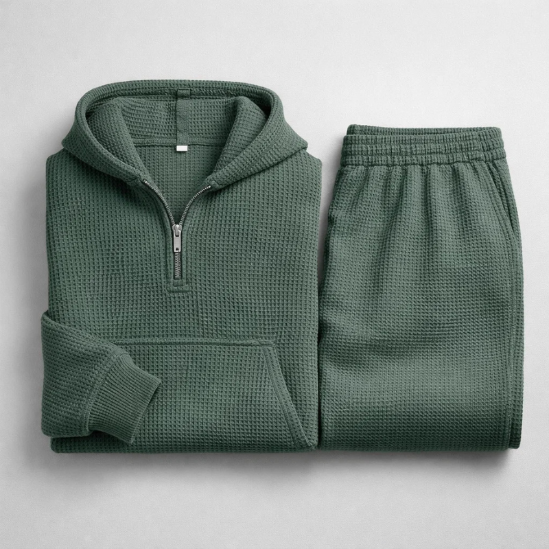 Men's textured joggers with pockets and drawstring from a cozy lounge set, for ultimate comfort.