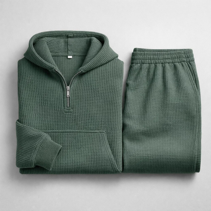 Men's textured joggers with pockets and drawstring from a cozy lounge set, for ultimate comfort.