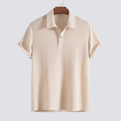 Men's comfortable waffle knit polo shirt, perfect for smart casual and everyday style. Elevate your menswear.
