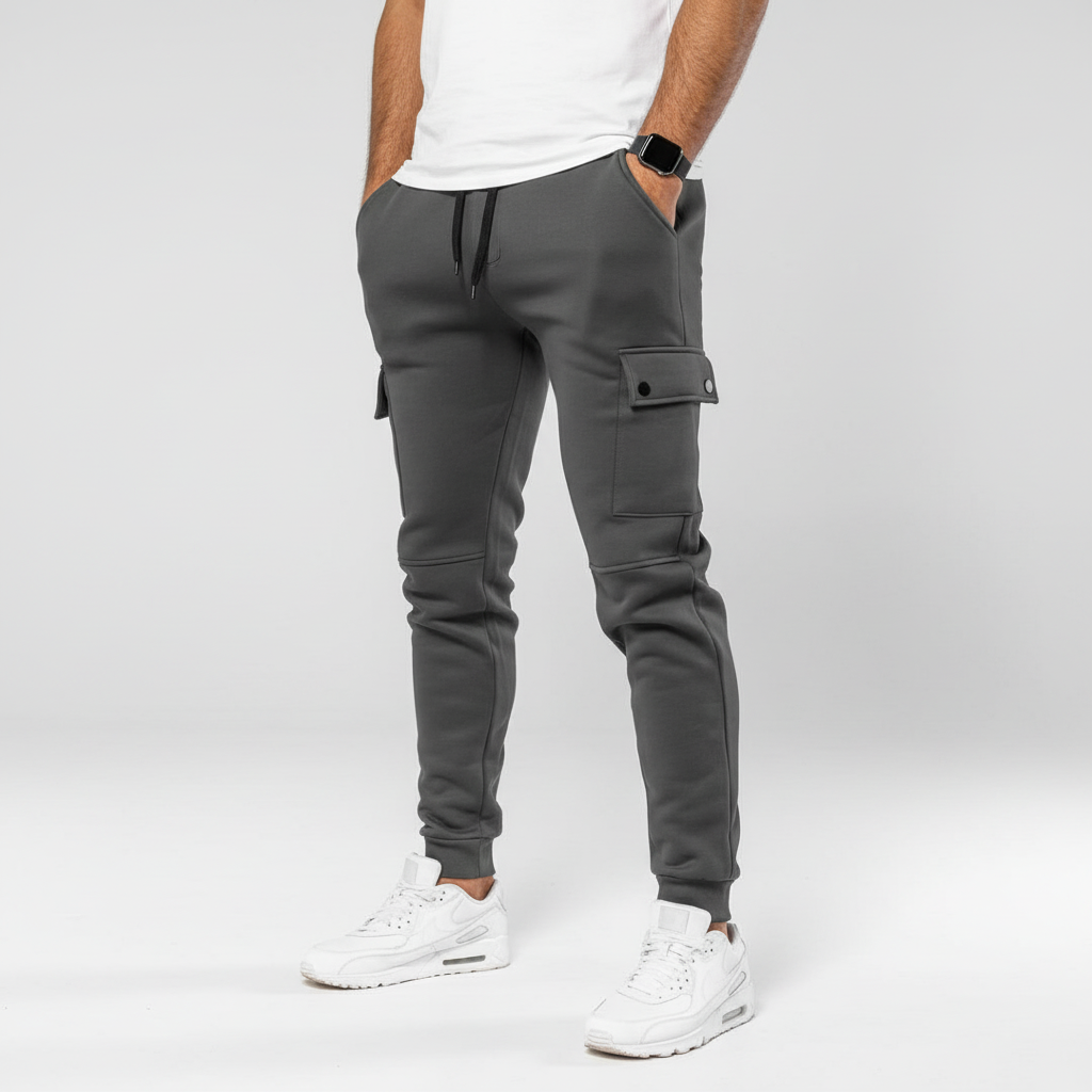 Modern men's cropped jogger pants. Versatile activewear for workouts, athletic fashion, or casual summer wear.