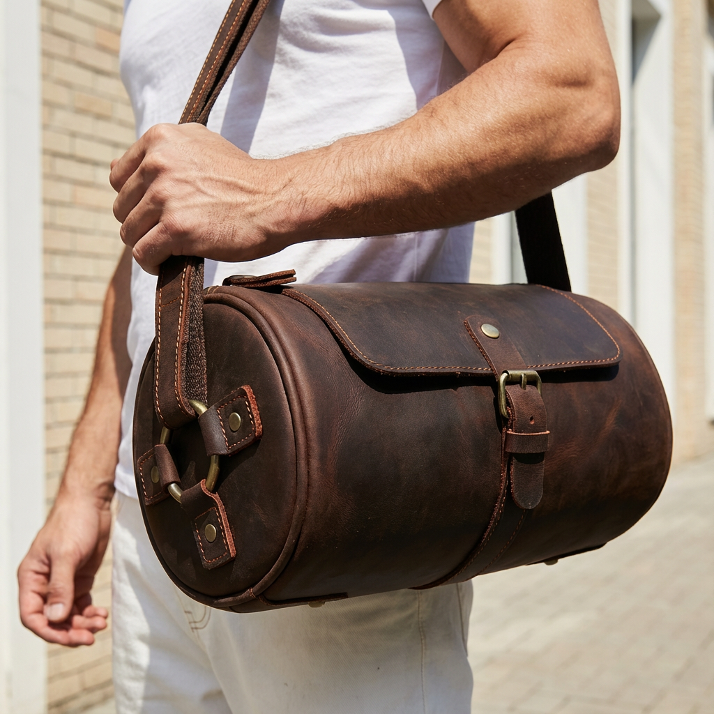 Durable men's genuine leather crossbody bag, Cooper style, with adjustable strap for everyday use.