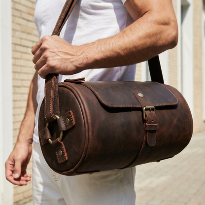 Durable men's genuine leather crossbody bag, Cooper style, with adjustable strap for everyday use.