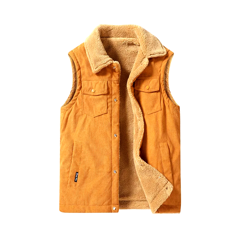 Classic men's corduroy vest, luxuriously lined with cashmere for ultimate winter warmth and comfort.