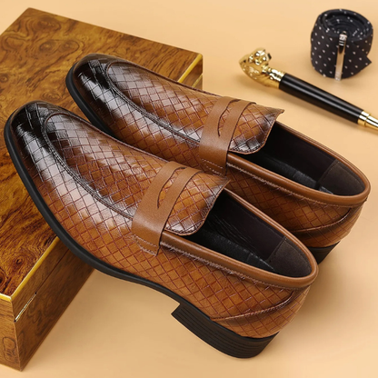 Stylish men's Corté woven slip-on loafers, perfect versatile dress or casual footwear.
