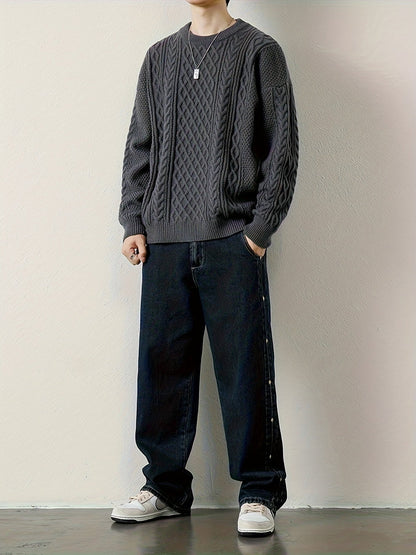 Comfortable men's everyday cable knit jumper, a perfect winter pullover.