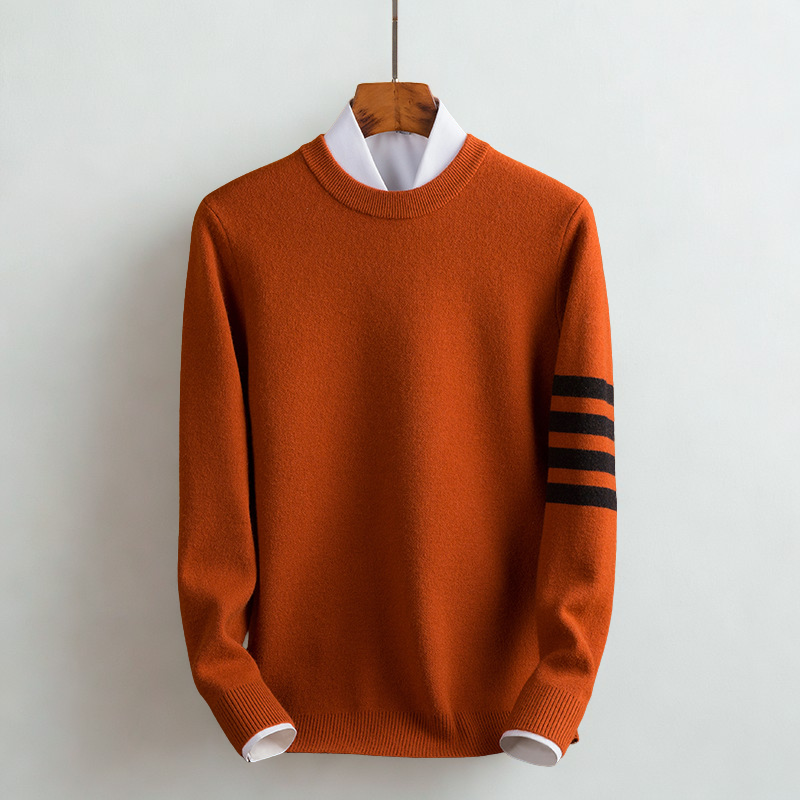 Men's cozy long sleeve pullover sweater, essential for comfortable casual winter layering.