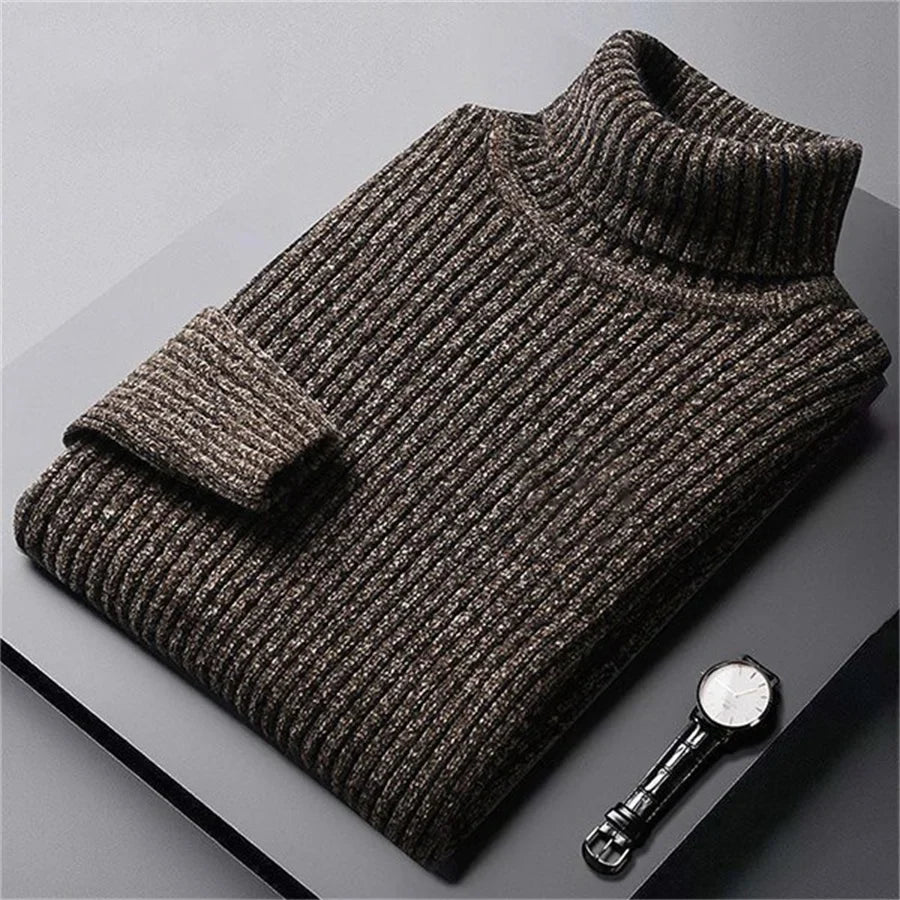 Men's Cozy Oslo Roll Neck Sweater in soft knitwear, perfect for warm winter style.