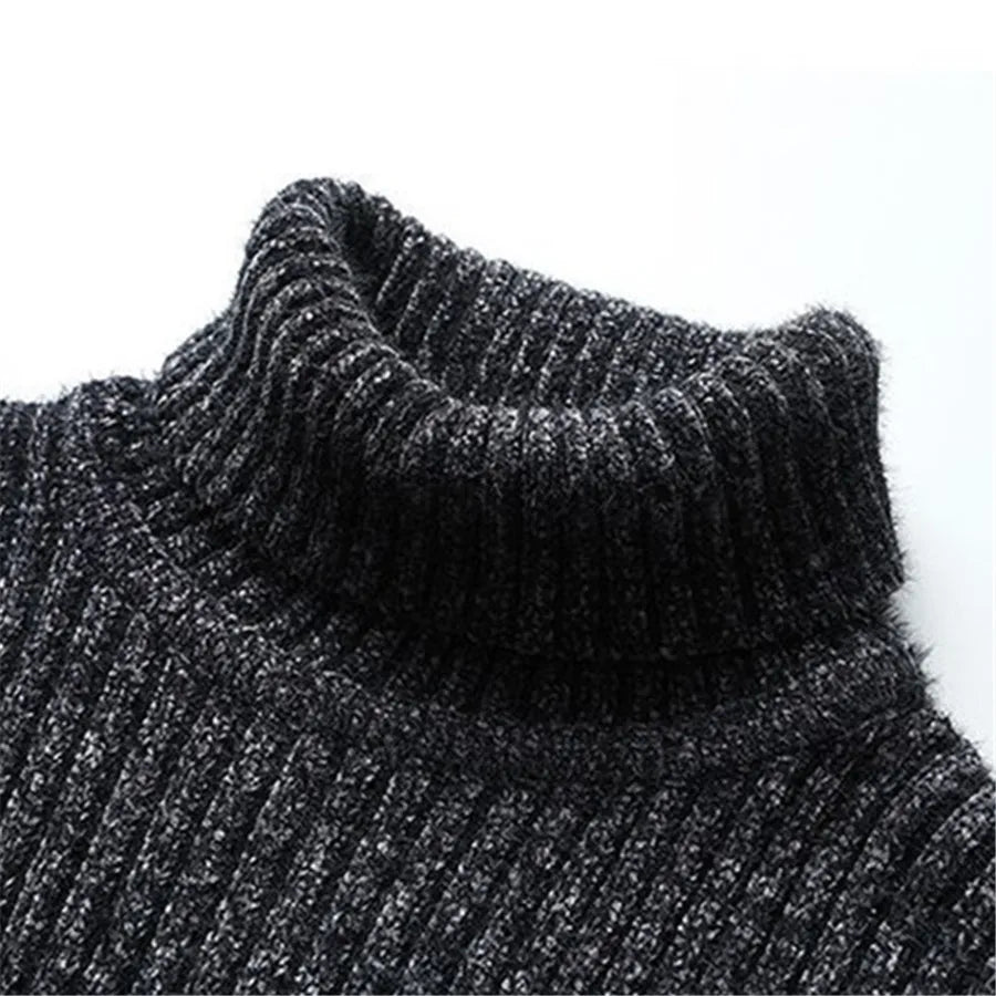 Warm turtleneck sweater for men, an elegant knitwear piece providing cozy winter comfort.