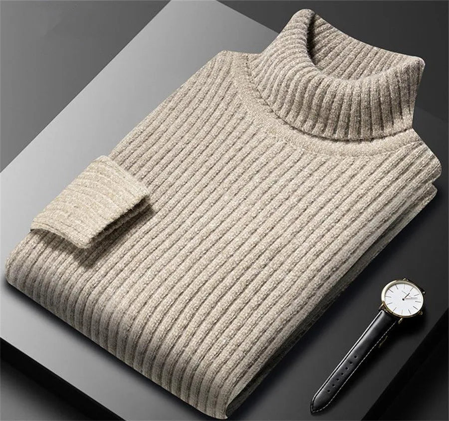 Cozy men's knitwear: Oslo Roll Neck Sweater, a warm top ideal for versatile men's fashion.