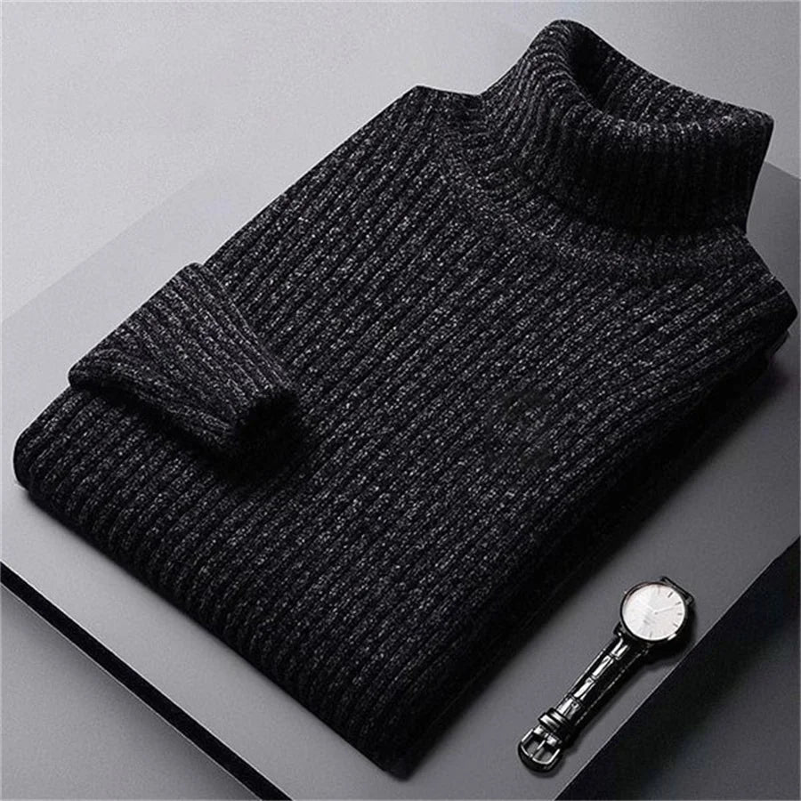 Full shot of men's warm turtleneck sweater, designed for stylish comfort and winter wear.