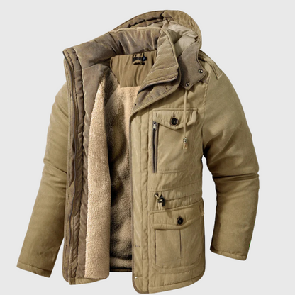 Men's cozy quilted jacket for cold weather. Insulated outerwear, perfect for everyday casual style & warmth.