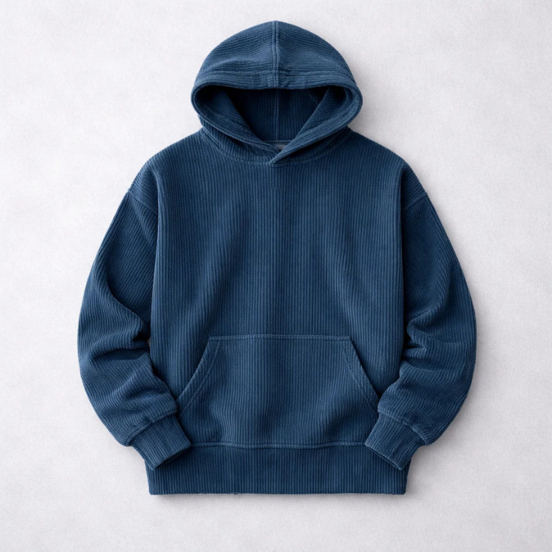 Back view of versatile men's casual pullover hoodie, featuring a relaxed fit for everyday style & comfort.