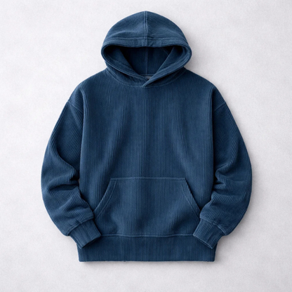 Back view of versatile men's casual pullover hoodie, featuring a relaxed fit for everyday style & comfort.