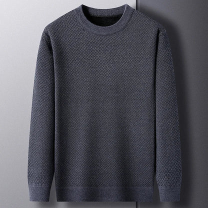 Versatile men's long sleeve textured knit pullover sweater for casual fall, winter & spring fashion.