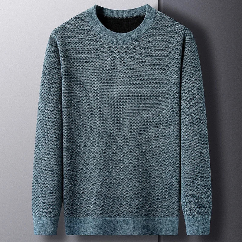 Stylish men's textured knitwear sweater. Cozy long sleeve pullover for a warm casual winter look.