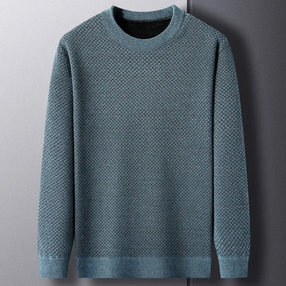 Stylish men's textured knitwear sweater. Cozy long sleeve pullover for a warm casual winter look.